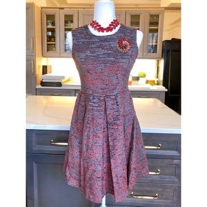 Burgandy and Grey Tapestry Dress M